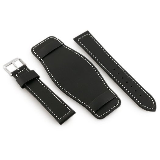 W85 leather watch strap - washer - black/white - 18mm 3