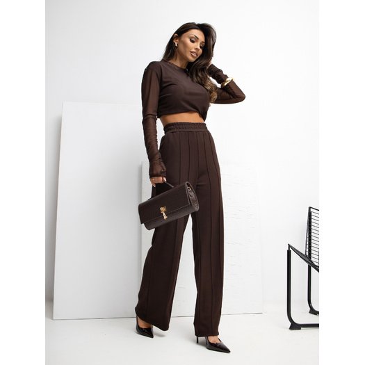 Spodnie dresowe-RV-DR-A1062.48-ciemny brązowy 1