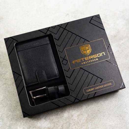 Piniginės ir diržo rinkinys vyrams Peterson PTN SET N992L-DOT