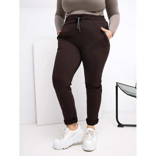 Spodnie dresowe-RV-DR-4765.52-ciemny brązowy