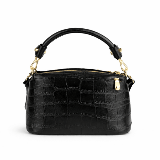 Small Leather Baguette Bag Solier FL60 Linette &ndash; Black 2