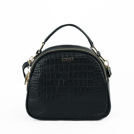 Women&rsquo;s Leather Crossbody Satchel Bag Solier FL58 Fira &ndash; Black