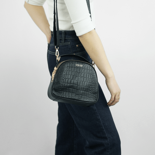 Women&rsquo;s Leather Crossbody Satchel Bag Solier FL58 Fira &ndash; Black 7