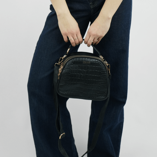 Women&rsquo;s Leather Crossbody Satchel Bag Solier FL58 Fira &ndash; Black 2