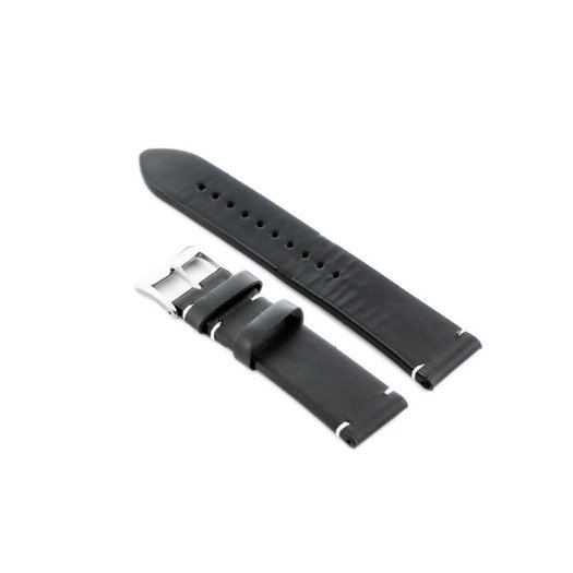 Pasek skórzany do zegarka W118 - czarny/białe - 24mm