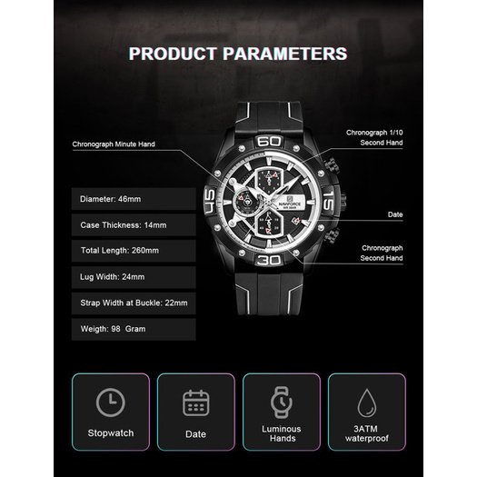 VYRIŠKAS LAIKRODIS NAVIFORCE NF8018T - CHRONOGRAF (zn123a) + dėžutė