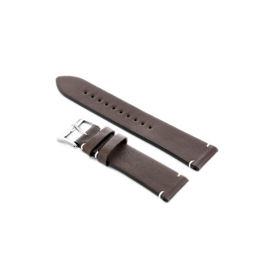 Pasek skórzany do zegarka W118 - ciemny brąz - 22mm