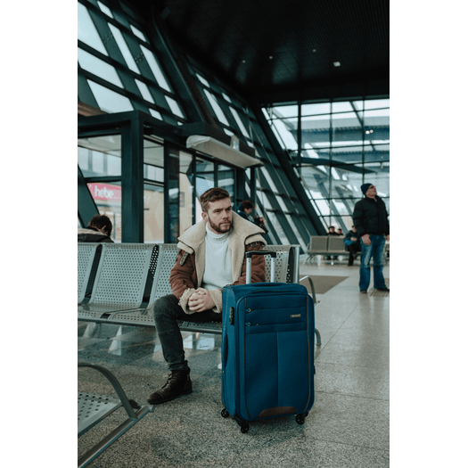 Large soft luggage L Solier STL1311 navy-brown 8