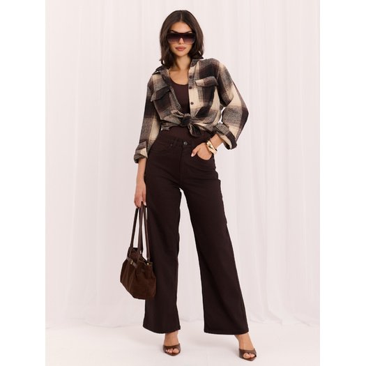 Spodnie jeans-D60140BA62672A2-ciemny brązowy