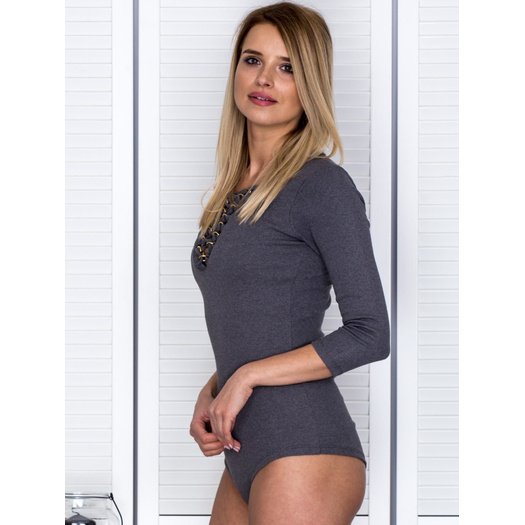 Triko palaidinė moterims  PL-BO-4296.03-tamsiai pilkas