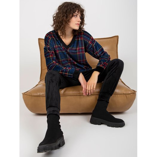 Veliūrinis treningas moterims  RP-KMPL-8190-6.23X-czarno-niebieski