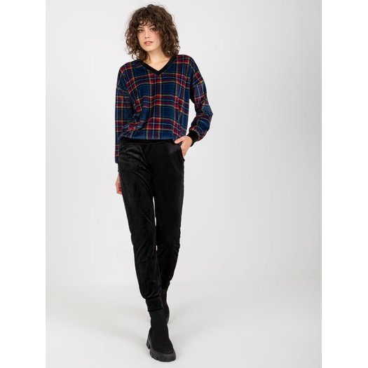 Veliūrinis treningas moterims  RP-KMPL-8190-6.23X-czarno-niebieski
