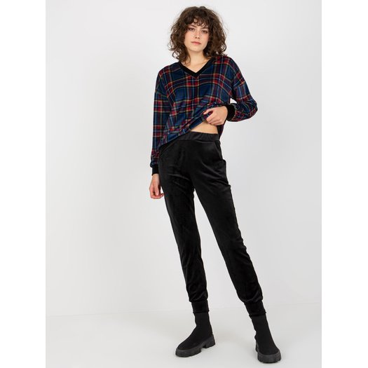Veliūrinis treningas moterims  RP-KMPL-8190-6.23X-czarno-niebieski