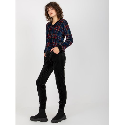 Veliūrinis treningas moterims  RP-KMPL-8190-6.23X-czarno-niebieski