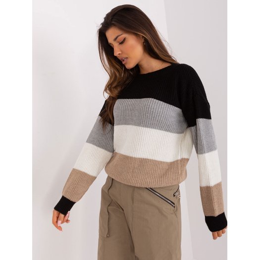 Sweter-BA-SW-8024.57P-czarno-beżowy 1