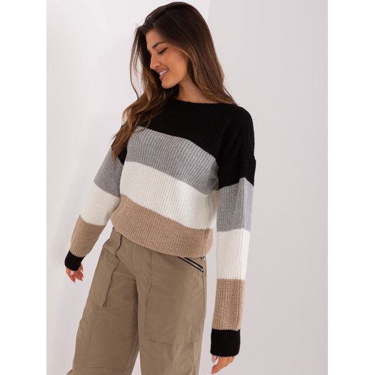 Sweter-BA-SW-8024.57P-czarno-beżowy 3