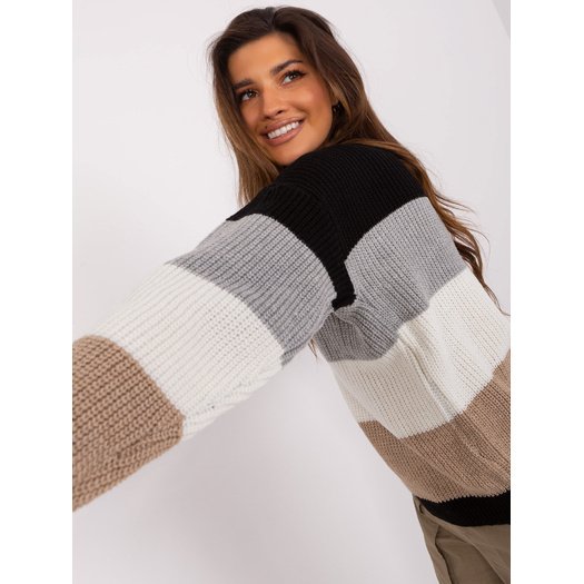 Sweter-BA-SW-8024.57P-czarno-beżowy 2
