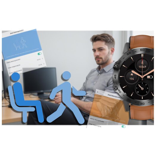SMARTWATCH MĘSKI Gravity GT9-7 - WYKONYWANIE POŁĄCZEŃ, CIŚNIENIOMIERZ (sg021g)