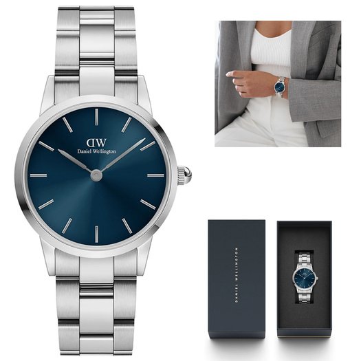 Laikrodis moterims DANIEL WELLINGTON DW00100457 Iconic Link Arctic 28mm Dark Blue (zw502c)