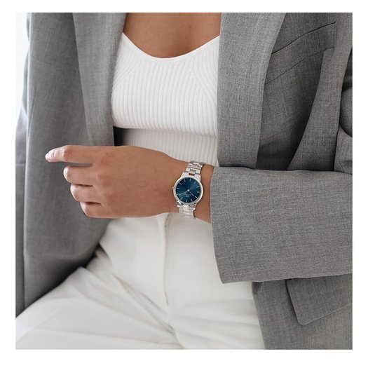 Laikrodis moterims DANIEL WELLINGTON DW00100457 Iconic Link Arctic 28mm Dark Blue (zw502c)