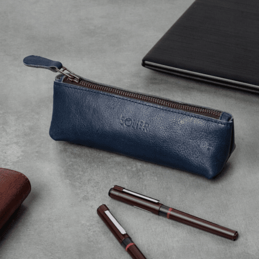 Leather pencil case Solier SA51 graphite