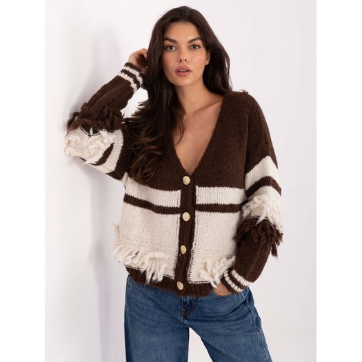Sweter-MI-SW-3211.31-ciemny brązowy 1