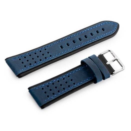 Pasek skórzany do zegarka W80 granatowy/czarny 20mm 1
