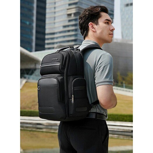 Arctic Hunter B00443 Smart Business Travel BackPack With Three Compartments And USB Charging Port - Black
