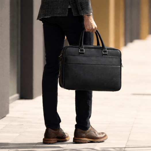 Odinis vyriškas nešiojamas ir dokumentų krepšys Solier SL43 Volden - Juoda 1