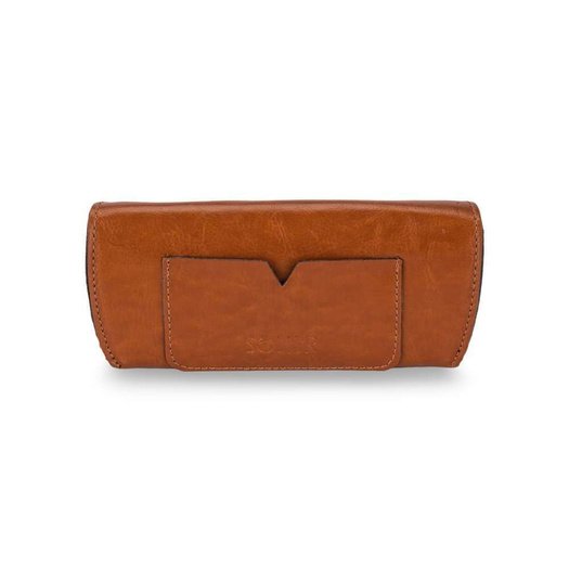 Personalized genuine leather spectacle case Solier SA37 camel