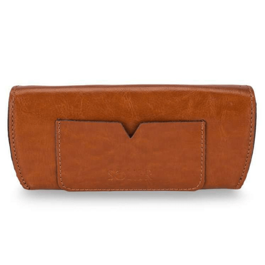 Personalized genuine leather spectacle case Solier SA37 camel 5