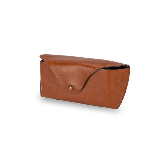 Personalized genuine leather spectacle case Solier SA37 camel