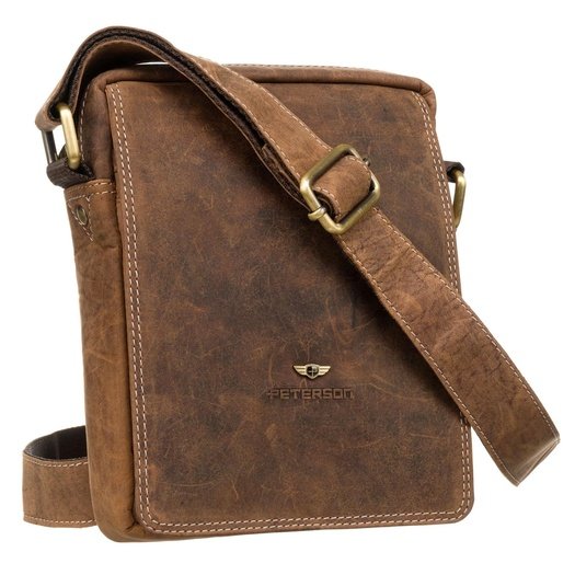 Men's Leather Crossbody Bag Peterson PTN 250586-NSH