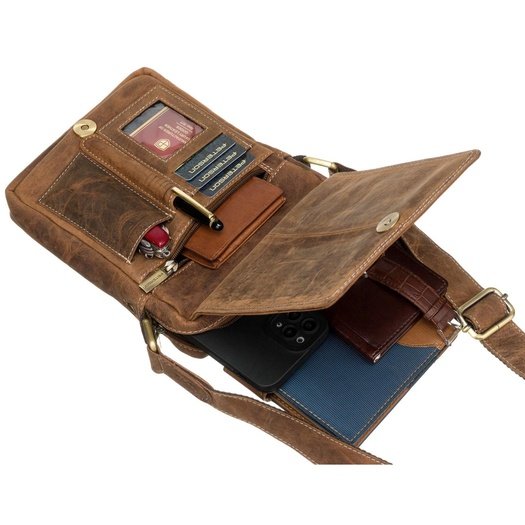Men's Leather Crossbody Bag Peterson PTN 250586-NSH