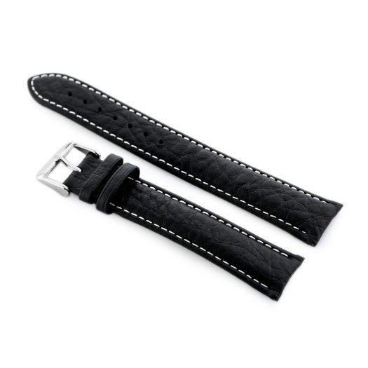 W05XL black/white leather watch strap - 20mm 1