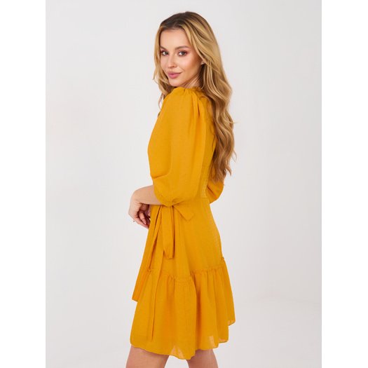 Sukienka-LK-SK-508027.34P-ciemny ż&oacute;łty 1