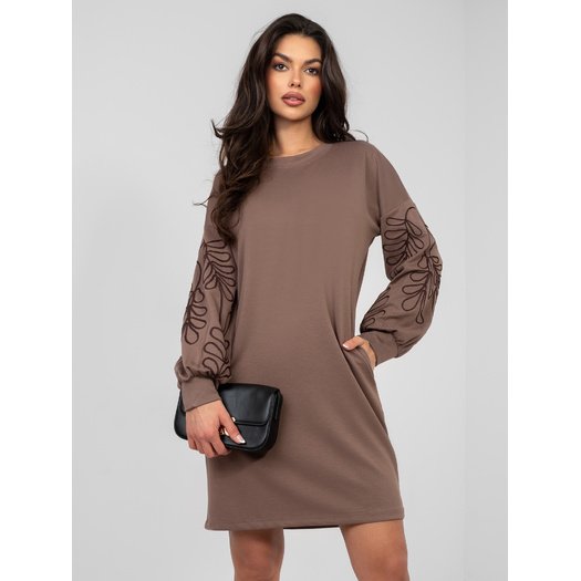 Sukienka-RV-SK-A1064.09-ciemny bezowy 8