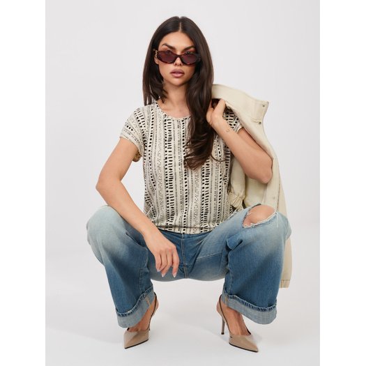 T-shirt-D12110M02646F-jasny beżowy