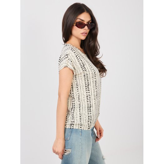 T-shirt-D12110M02646F-jasny beżowy 3