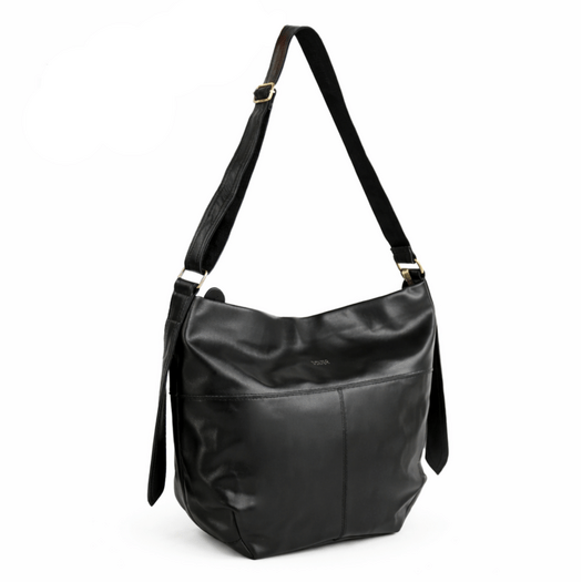 Leather Shopper Hobo Bag Solier FL46 Seline &ndash; Black 6