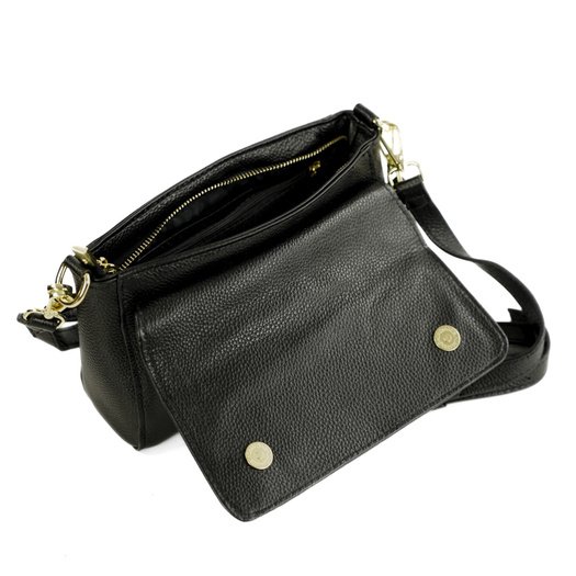 Leather Crossbody Bag with Double Strap Solier FL61 Livienne &ndash; Black 8