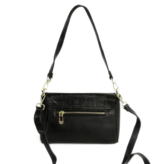 Leather Crossbody Bag with Double Strap Solier FL61 Livienne &ndash; Black 5