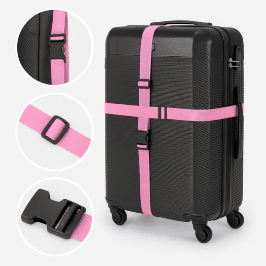 Security luggage strap set for suitcase SA50 pink