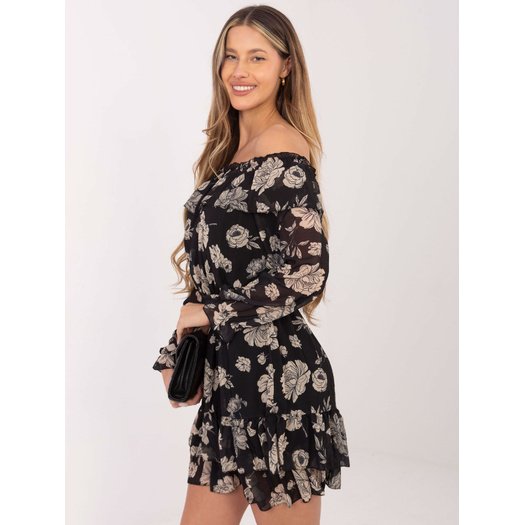 Suknelė-DHJ-SK-15015.56P-juoda-smėlio spalvos 3