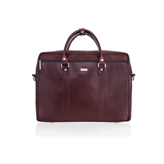 Burgundy leather shoulder laptop bag KILBRIDGE 21