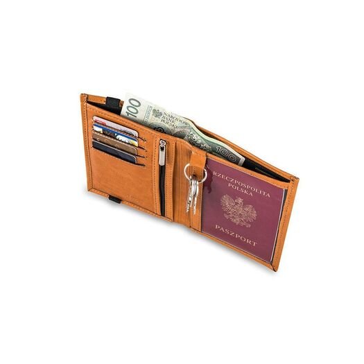 Piniginė - paso dėklas SOLIER SW07 - Šviesiai ruda