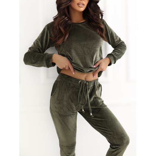 Veliūrinis treningas moterims  RV-KMPL-6083.05-khaki 2