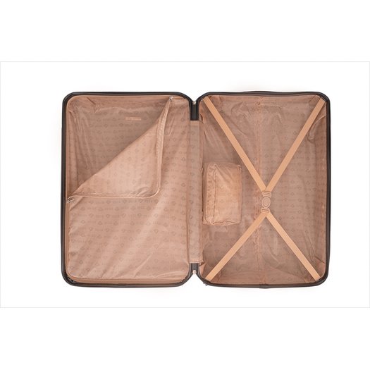 Solier Hartschalen Koffer Trolley 4 Rollen Reisekoffer Teleskopgriff und Kombinationsschloss ABS STL946 (Rosa Gold, L)