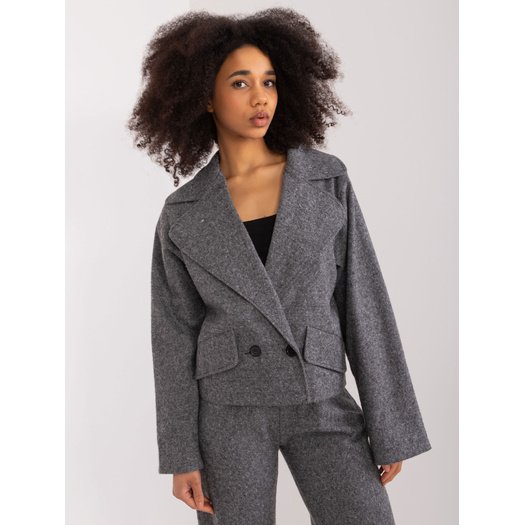 Švarkas moterims LK-MA-509562-2,14X-pilka-juoda