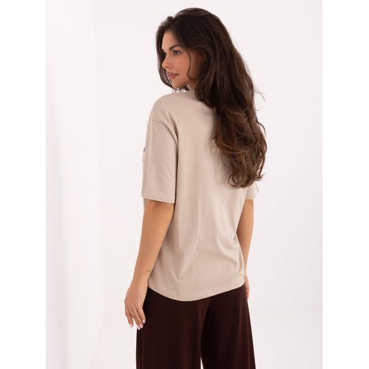 T-shirt-D12083AI02799A-beżowy